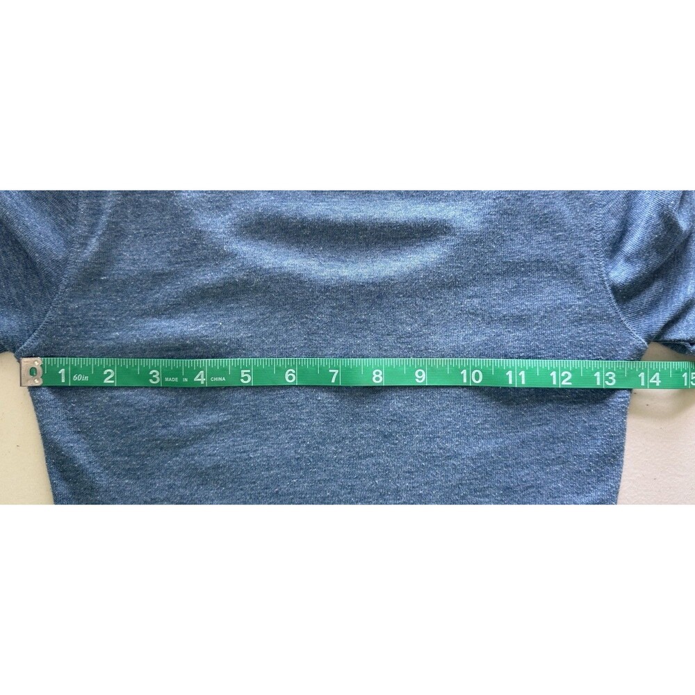 Women Blue Scoop Neck Short Sleeve Knit Top Fitted Basic Tee Minimalist Size Med - Picture 7 of 8